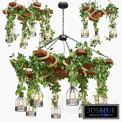 Wood Ceiling Lamp with Rope