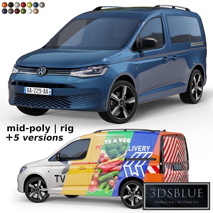 Mid-poly car Volkswagen Caddy 2022