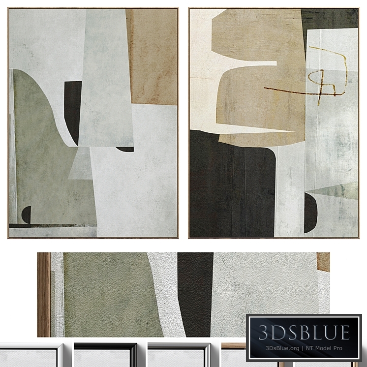 Large Mid-Century Abstract Neutral Wall Art C-410