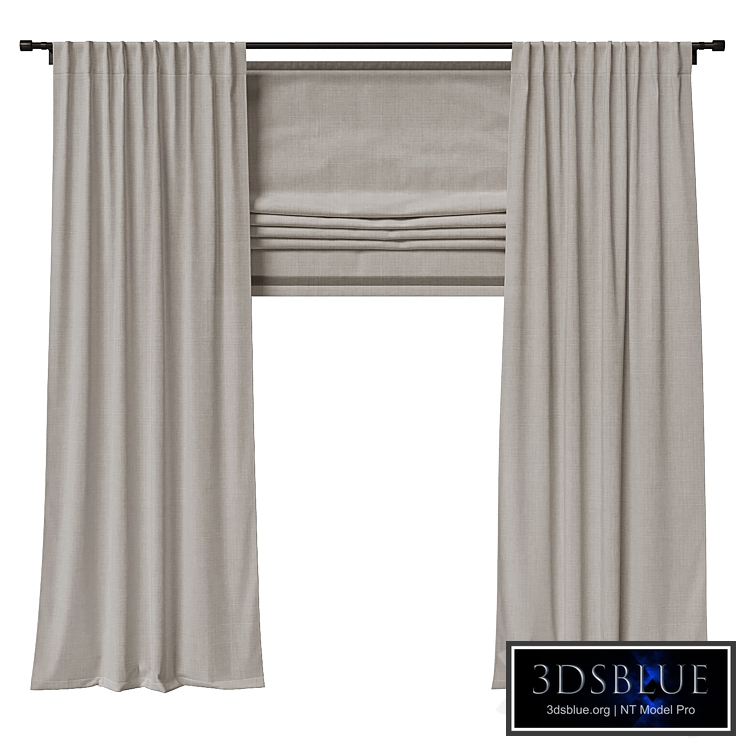 Linen blind with roman blind