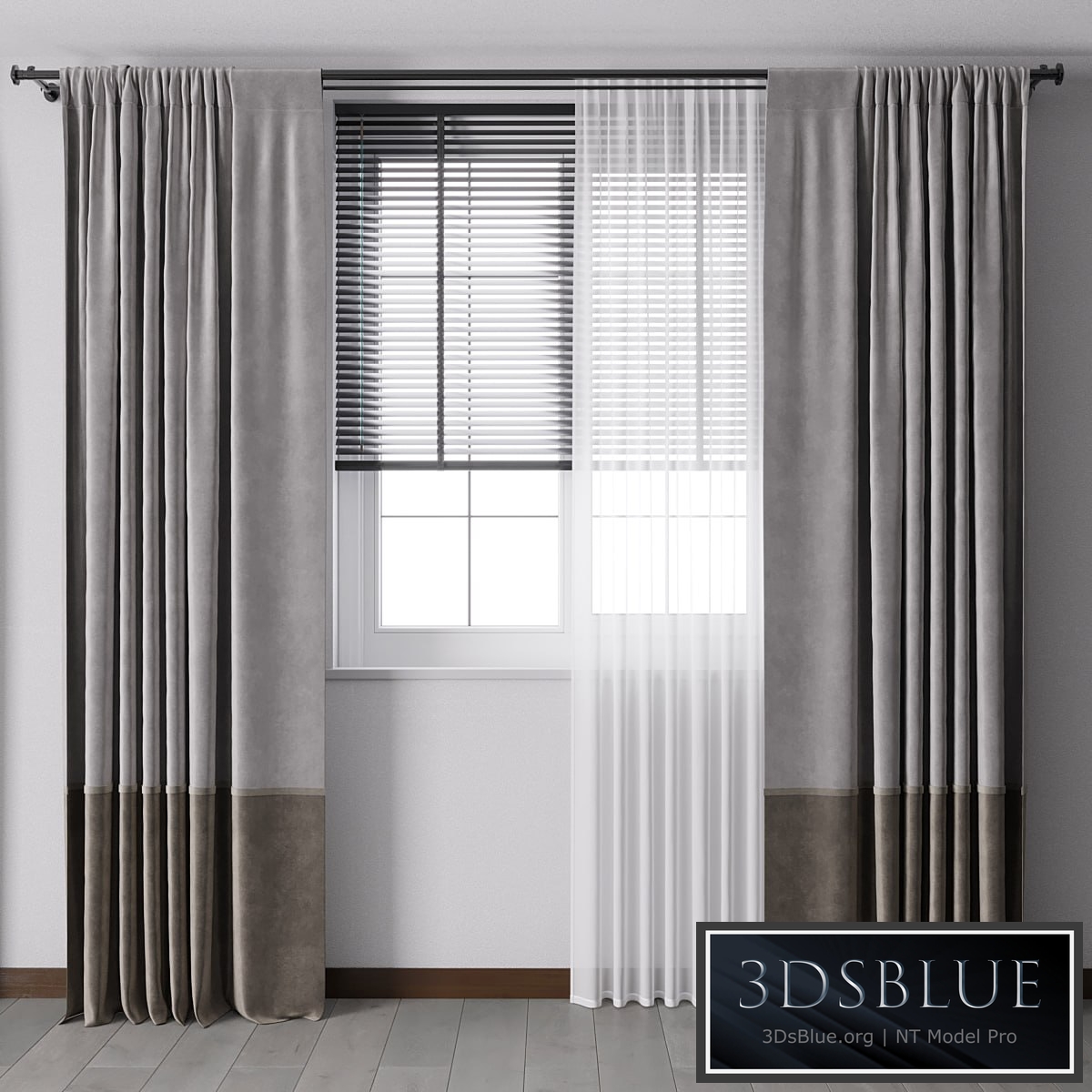 Curtain with metal curtain rod & metal blind 05