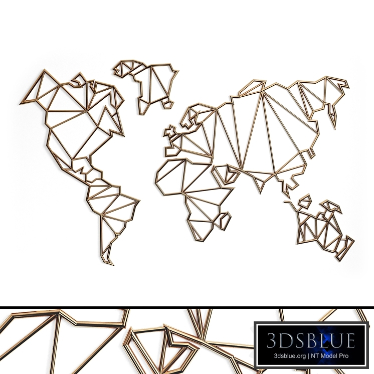 Gold World Map Wall Decor