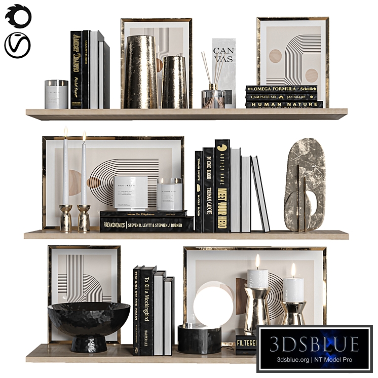 decorative set black gold