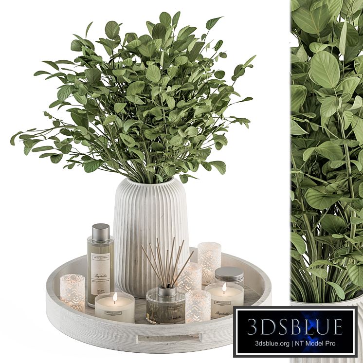 White and Pink Decorative Set with Bouquet in Tray - Set 108