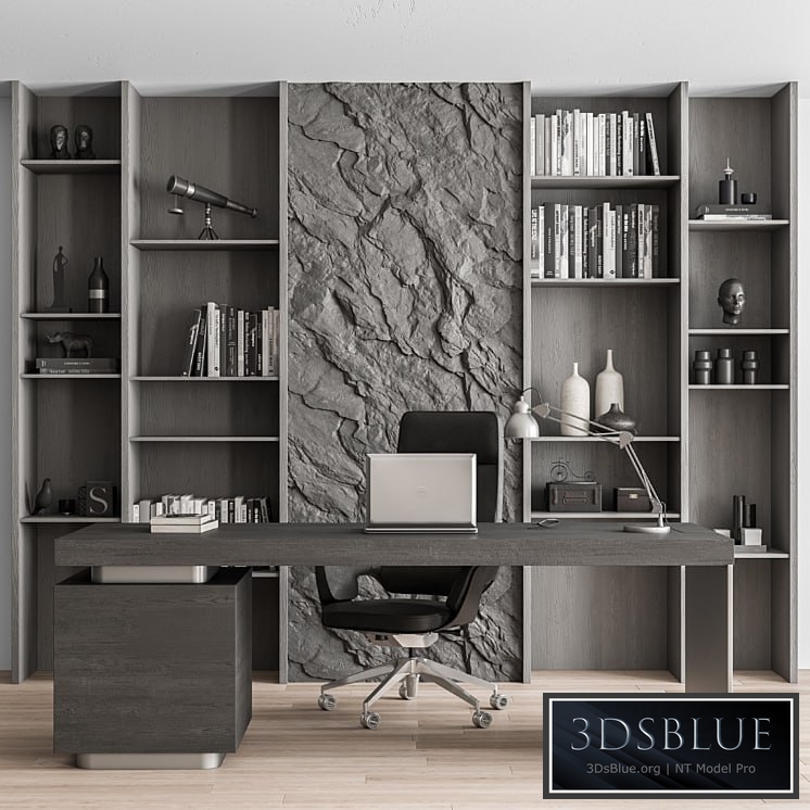 Boss Desk and Library Gray Set - Office Furniture 284