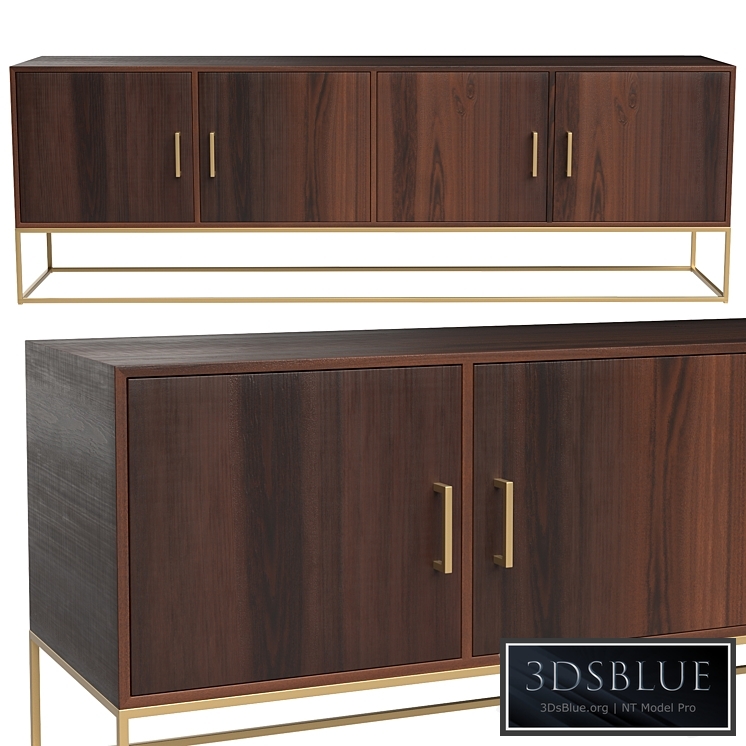 Lyle low cabinet in solid mango wood with doors