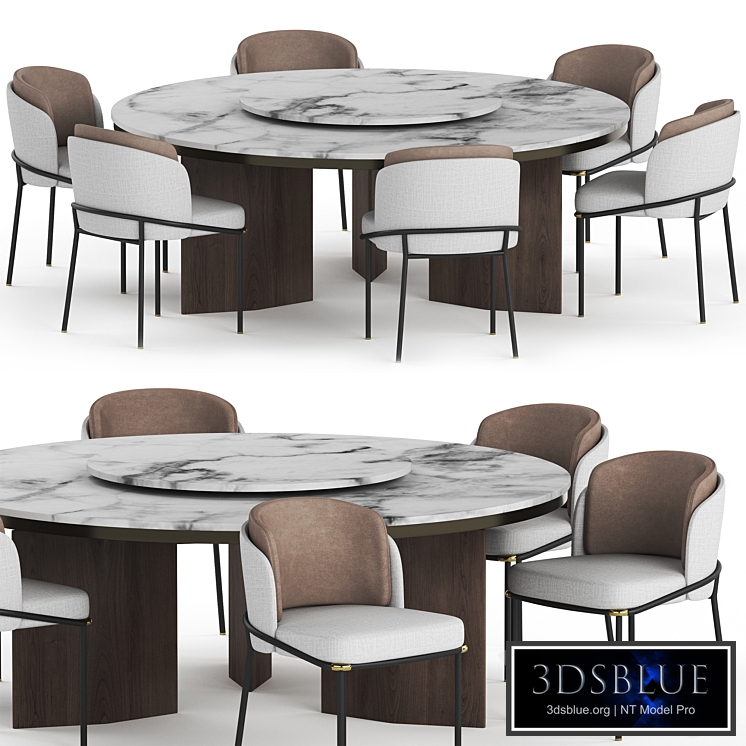 MORGAN MARBLE table and FIL NOIR chair by MINOTTI