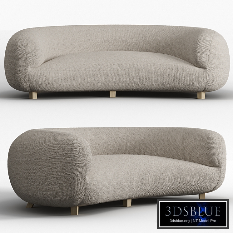 Gorgeous Large Three-Seat Danish Curved Sofa