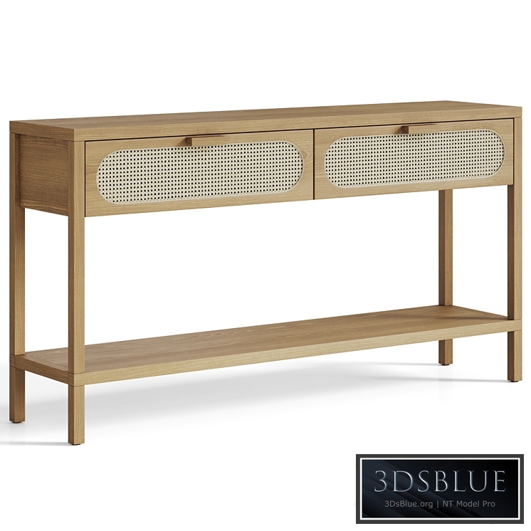 Classic Rattan and Wood Console