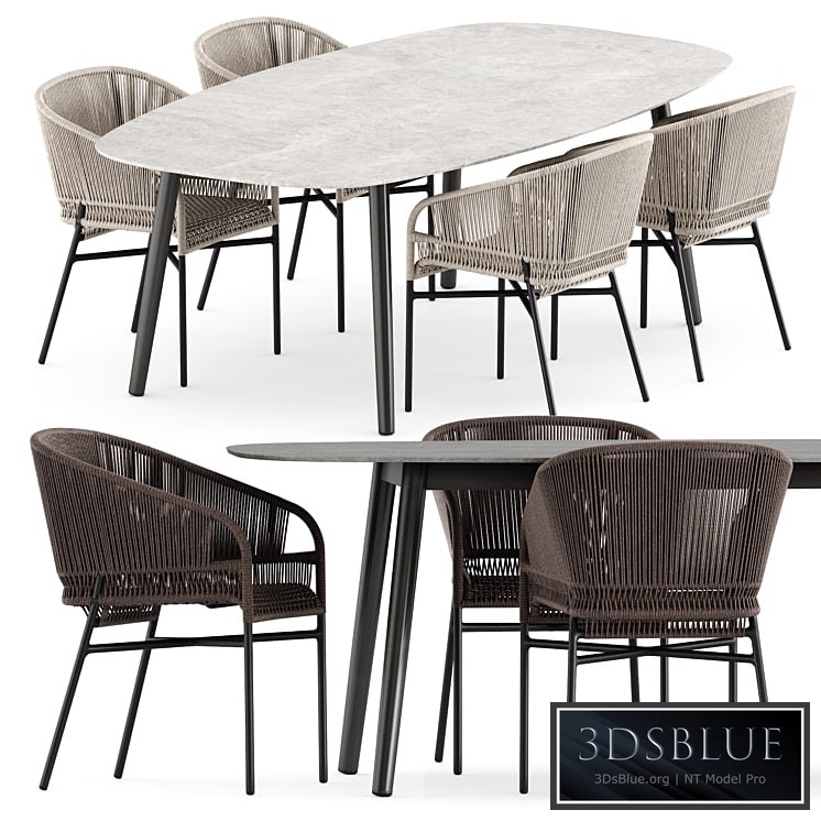 Cricket chairs and Ellisse table by Varaschin