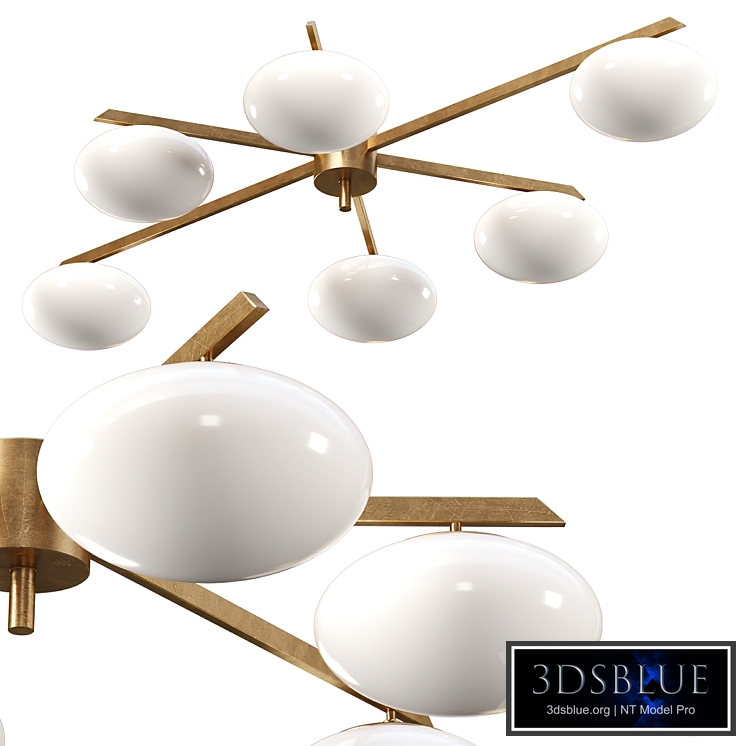 Ceiling Lamp by Angelo Lelli Style 6 Opalines / Chandelier Rio Md107