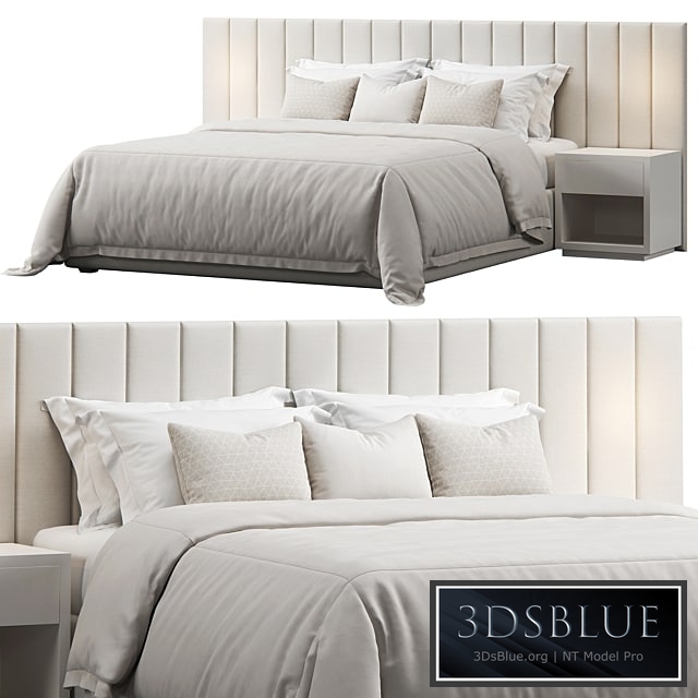 Striped Panel Headboard Bed