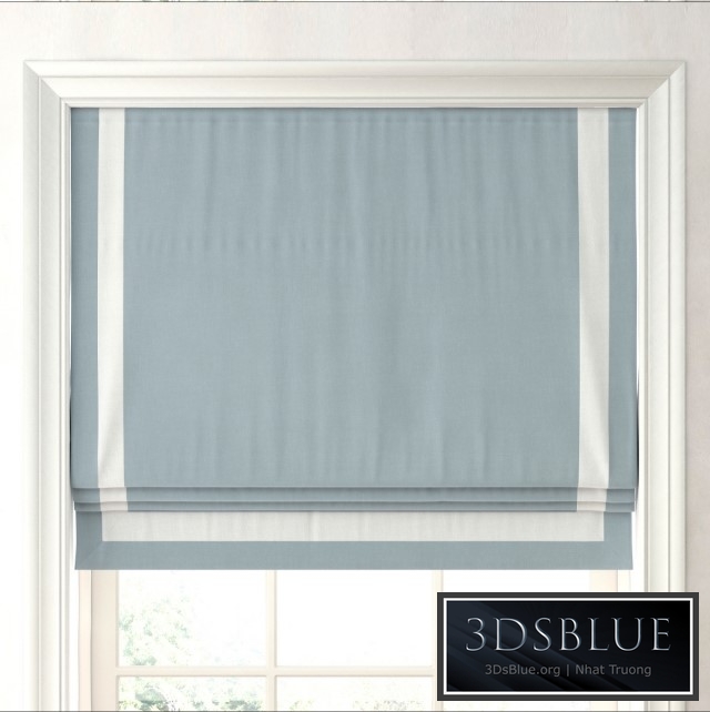 RH / APPLIQUED FRAME COTTON CANVAS ROMAN SHADE