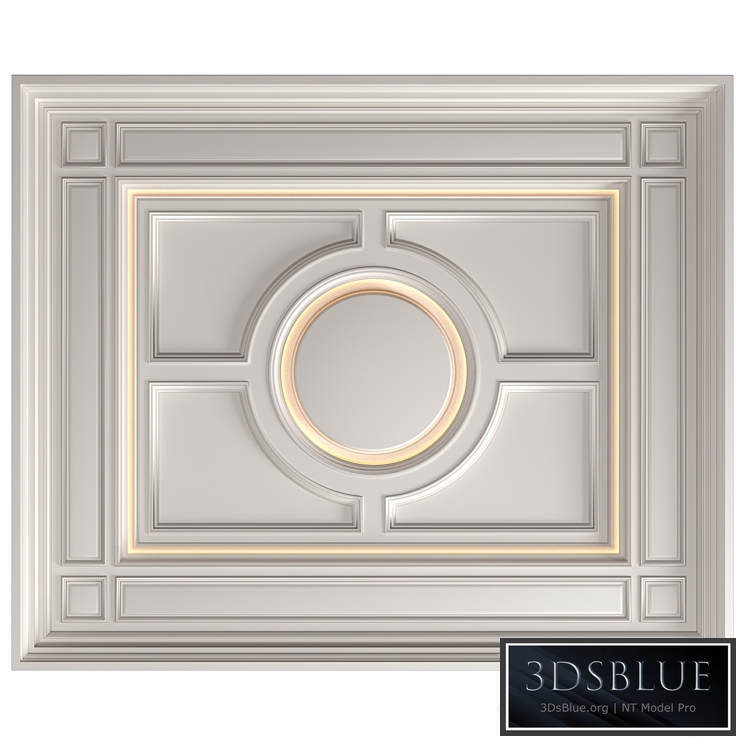 Modern coffered illuminated ceiling set Art Deco style