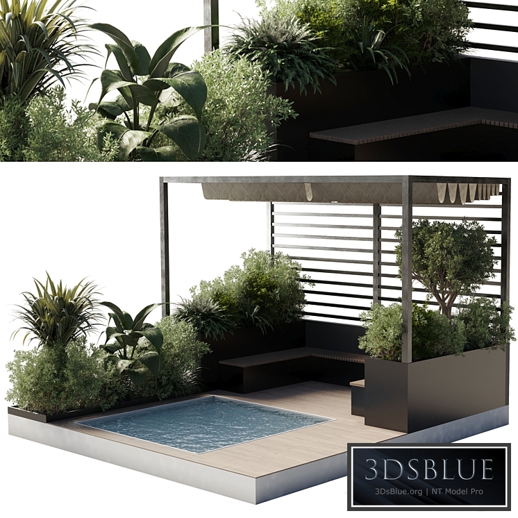 Landscape Furniture by pool with Pergola and Roof garden 08
