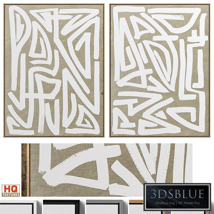 Large Mid-Century Abstract Neutral Wall Art C-446