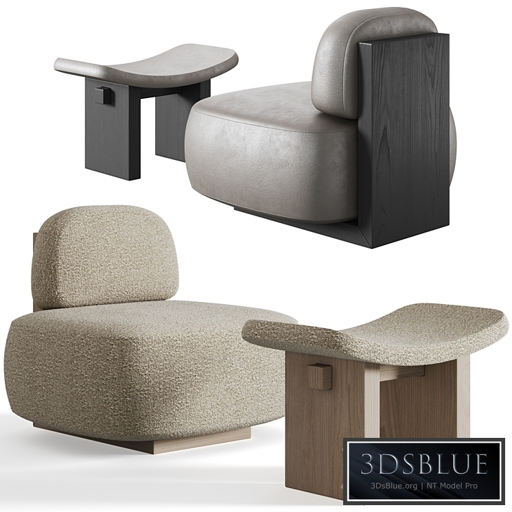 Yoshida Chair + Nara Stool by Secolo