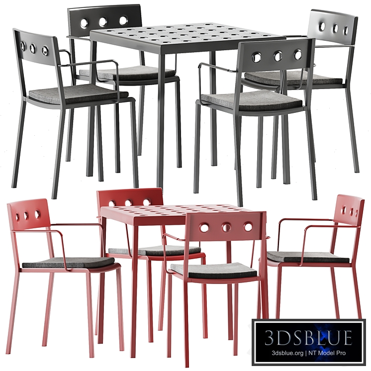 Balcony Unpolished Dining Armchair and Table by Hay