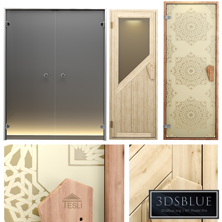 A set of doors for baths, saunas and hammam