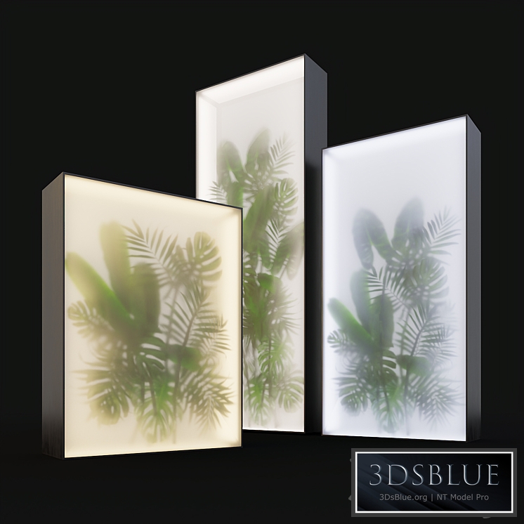 Light box with tropical leaves