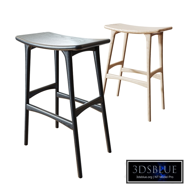 Oak Osso black bar stool (ETHNICRAFT)