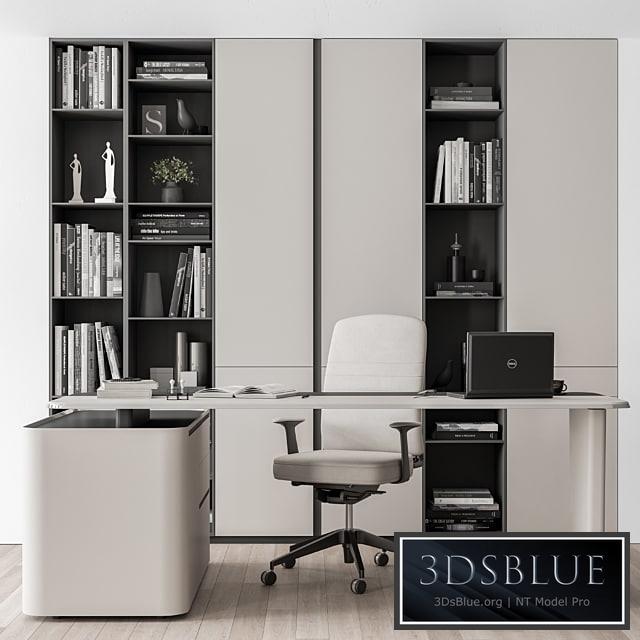 Boss Desk with Library Black and White Table - Office Furniture 285