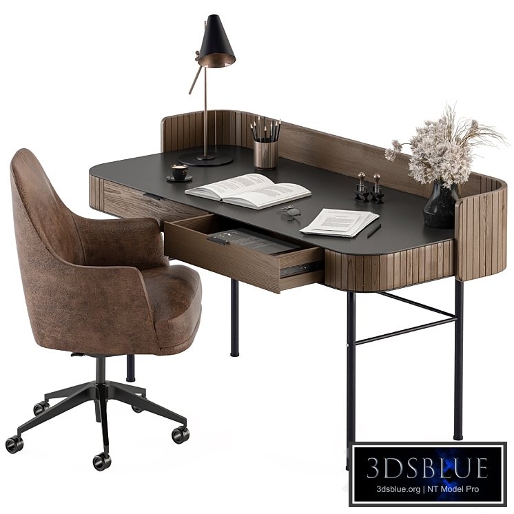 Home Office Wood and Black Table - Office Furniture 292