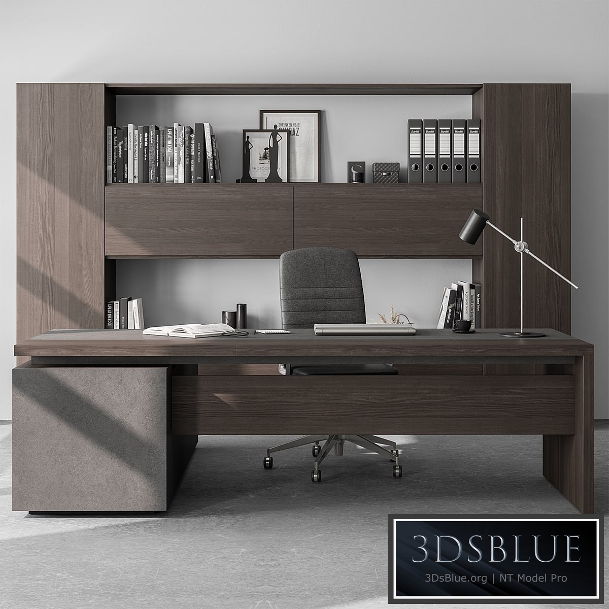 Boss Desk and Library Wooden Set - Office Furniture 298