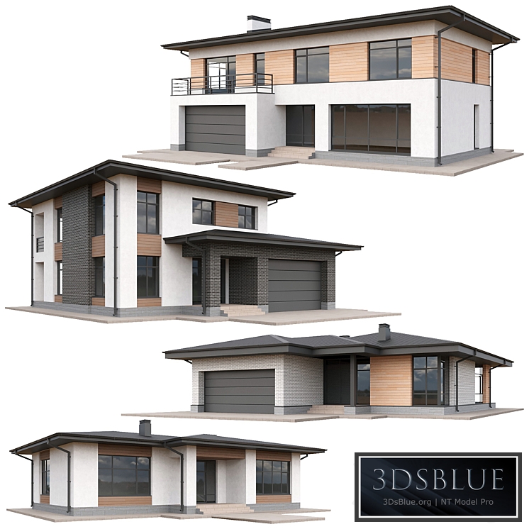 Set of low poly houses 03