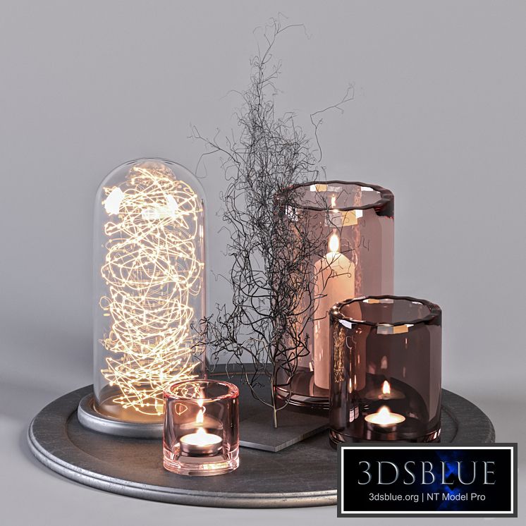 Decorative Set 16 - Candles and Metal Branches