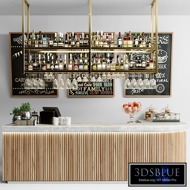 Bar counter with alcohol in a restaurant