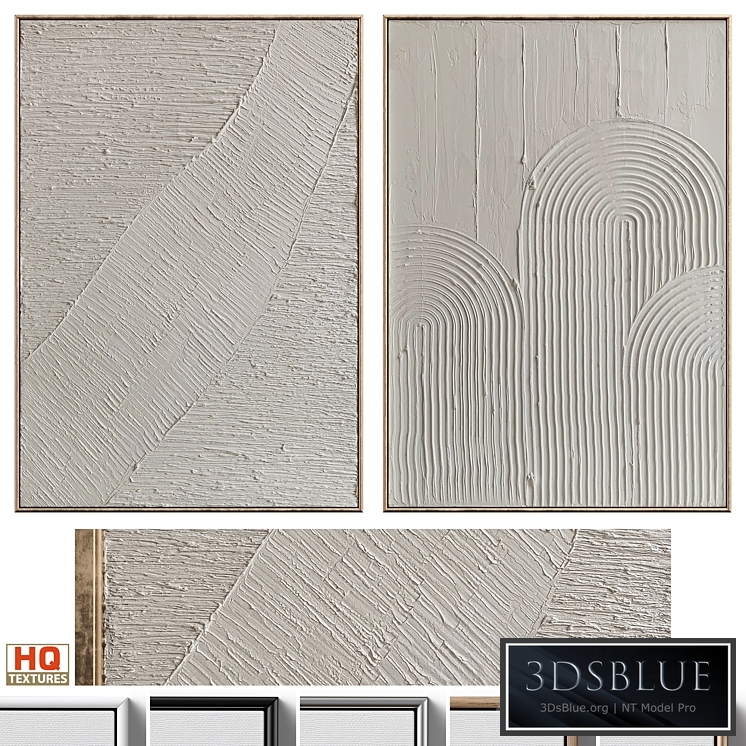 Mid-Century Beige Textural Plaster Wall Art C-460