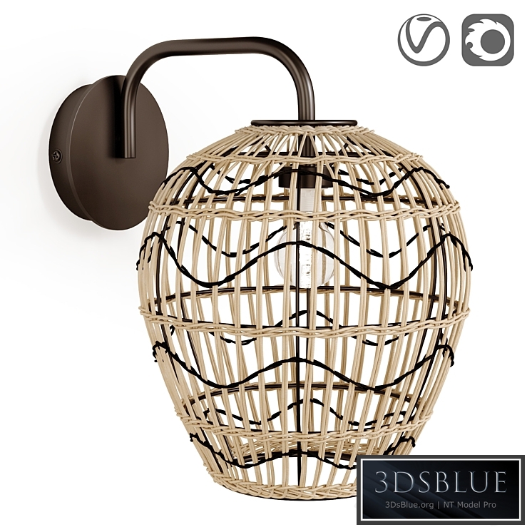 Martaban metal and rattan lamp