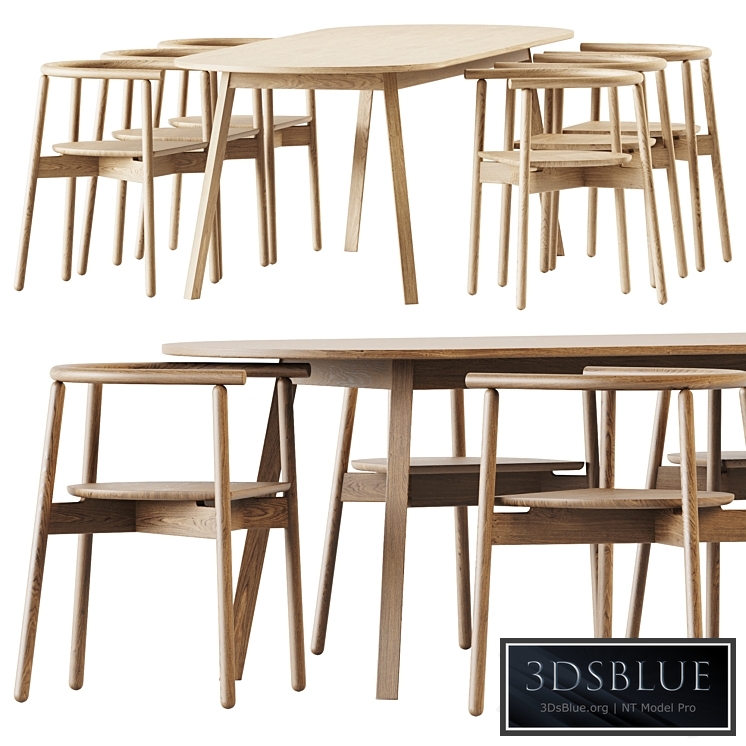 Triangle Leg Table by Hay and Mars Armchair by Branca Lisboa