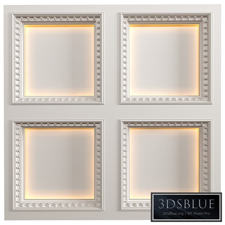 Modern coffered illuminated ceiling Art Deco style