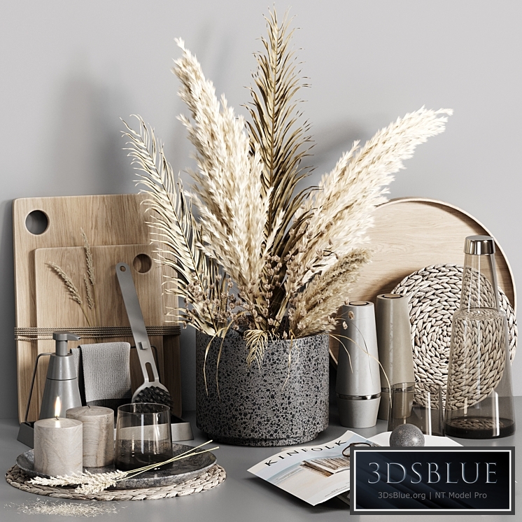 Kitchen accessories 024 with dried plants