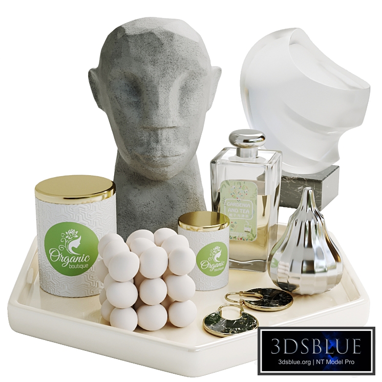 Collection of decorative set with bust and perfume