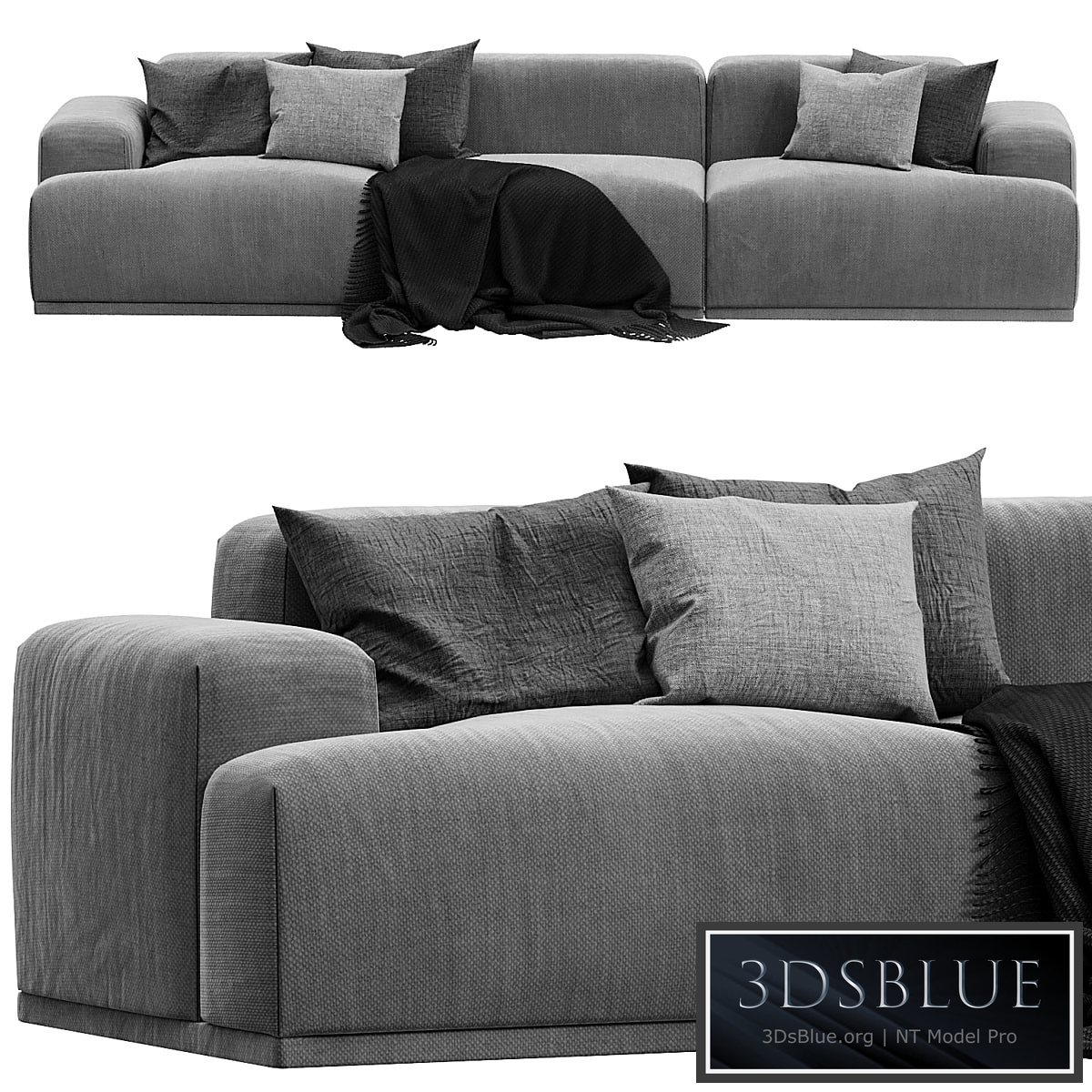Connect Sofa, 3 Seater, Fabric Steelcut Trio gray