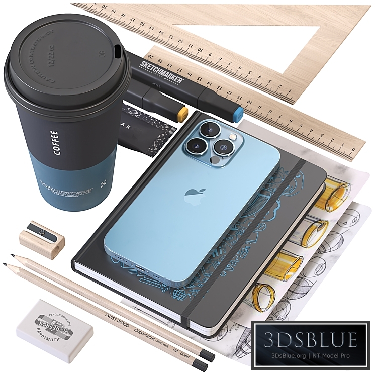 Blue iphone decorative set