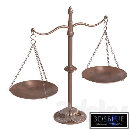 Decorative vintage scales made of aged copper PBR