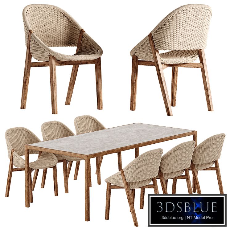 Tribu Elio chair Illum Teak table set