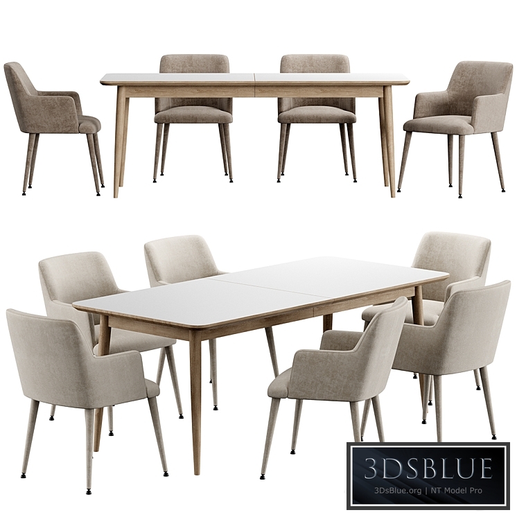 Kemo Konyshev Chair Tate Walnut Extendable Midcentury Dining Table