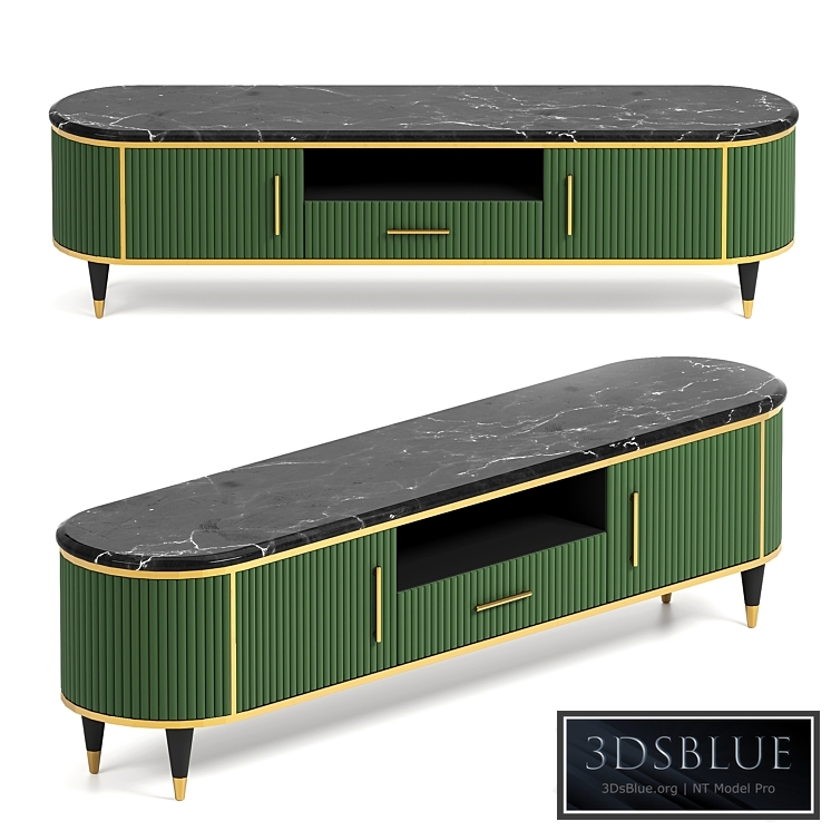 Faux Marble Top Green Media Stand