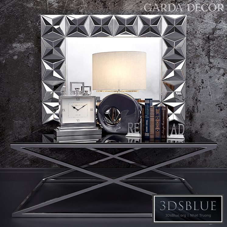 Garda Decor Set 07Manufacturer: Garda Decor Mirror: KFH300 Table: 4CBZ-62 Hours: IK43798 Lamp: PS556533 bookends: IK41092