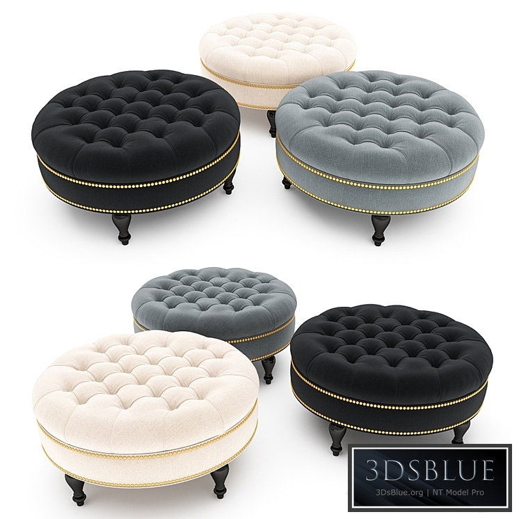 Palfrey Linen Modern Tufted Ottoman