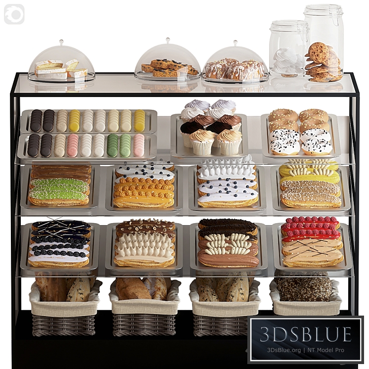 Showcase with confectionery. corona