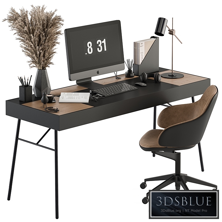 Home Office Black and Wood Table - Office Furniture 296