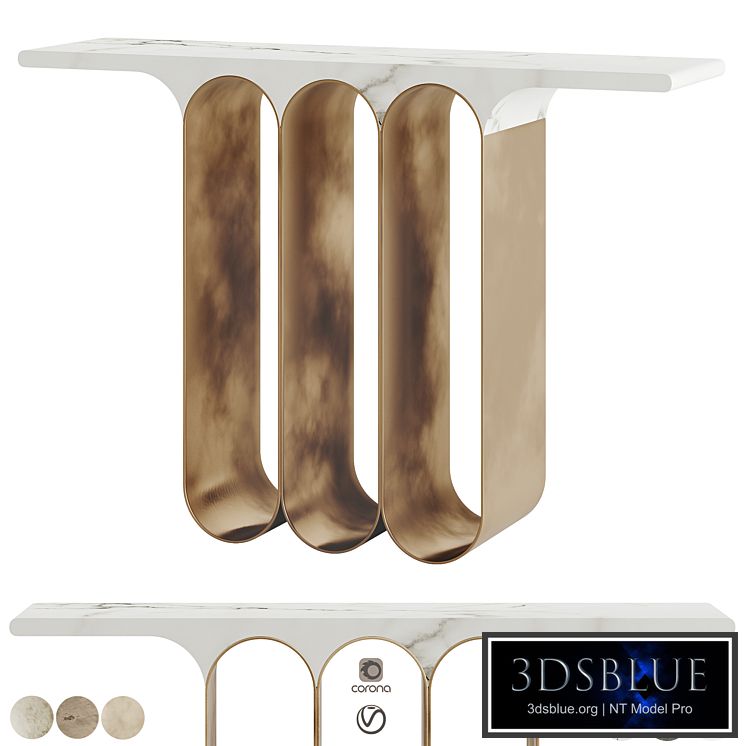 Herve Langlais Steel 3 Marble Console