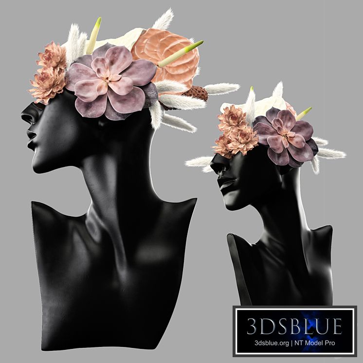 Mannequin Head Bust with a bouquet