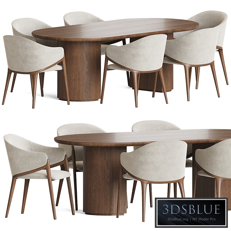 Angelcerda Chair Moon Table Dining Set